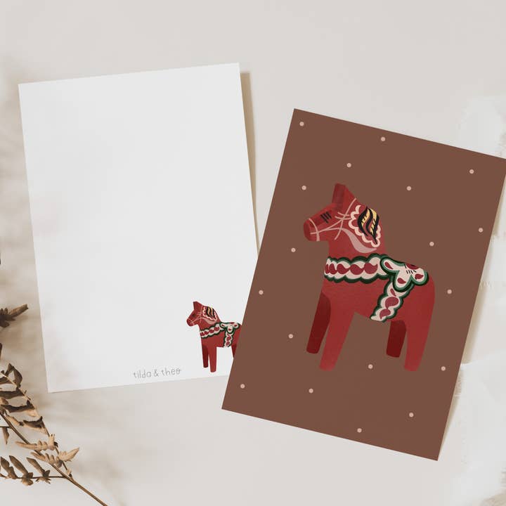 Tilda&Theo - Wholesale Christmas Card - Sweden Christmas Card - Dalapferd