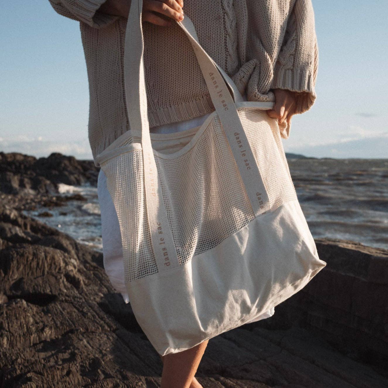 Dans le sac – Engroshandel Strandtaske – Net strandtaske i bomuld6