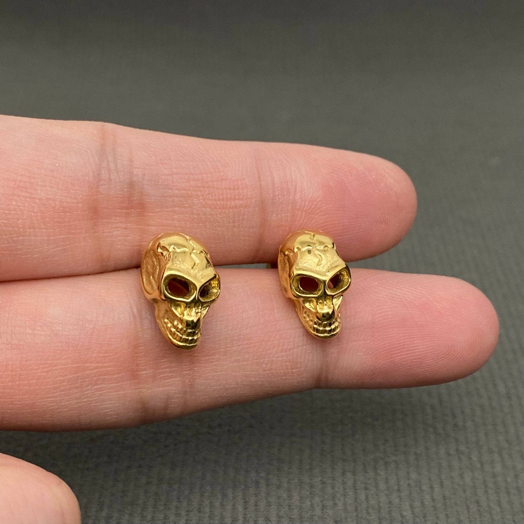 Mio Queena - Wholesale Stud/Post Earrings - Stainless Steel Skull Stud Earrings - MJ/GT4