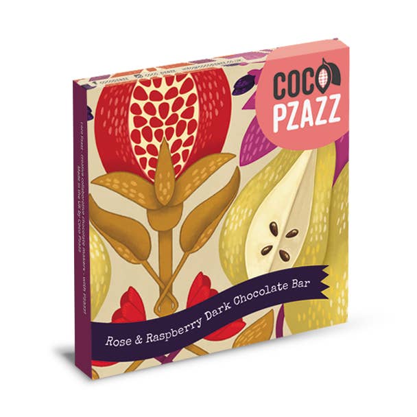 Nina Pace Rose & Raspberry Dark Chocolate Bar 80g for wholesale by Coco Pzazz