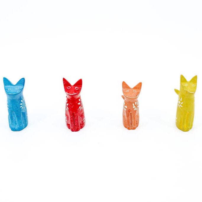 Cat Soapstone Animal Figurine, Set of 6 for wholesale by Gitzell FairTrade