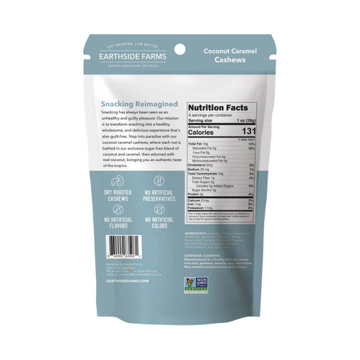 Earthside Farms - Vendita all'ingrosso Frutta secca - Anacardi al caramello al cocco - Confezione snack vegana con noci candite da 4 once1