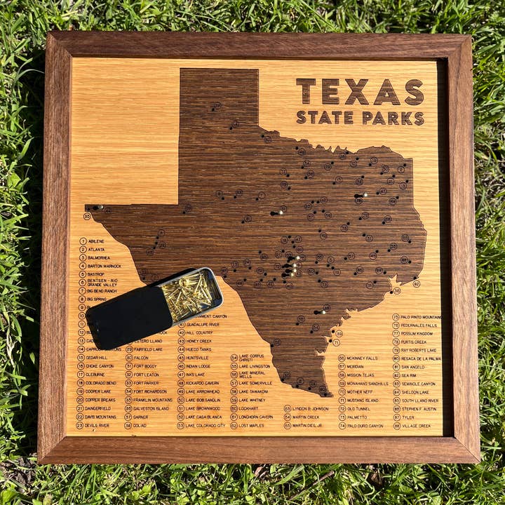 Carte de voyage Push-Pin des parcs de l'État du Texas pour la vente par mosey design
