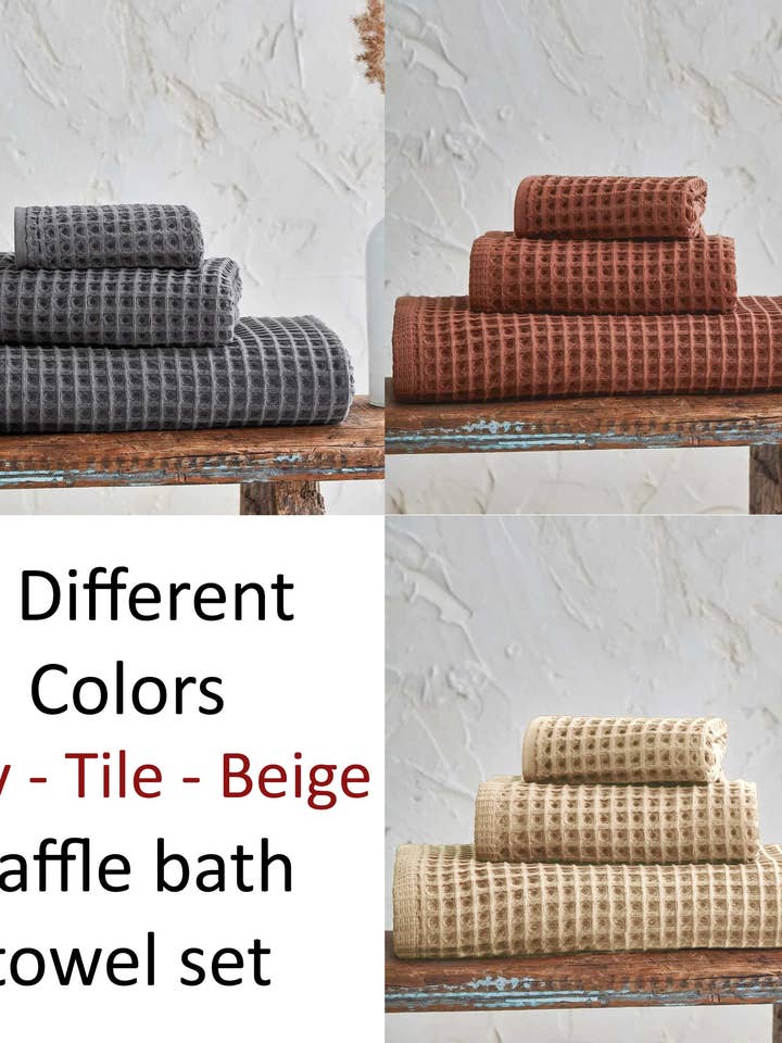 Turkse handdoek 100% katoen, 3 stuks wafelbadhanddoekenset-Retail voor wholesale door Turkey Home Textile