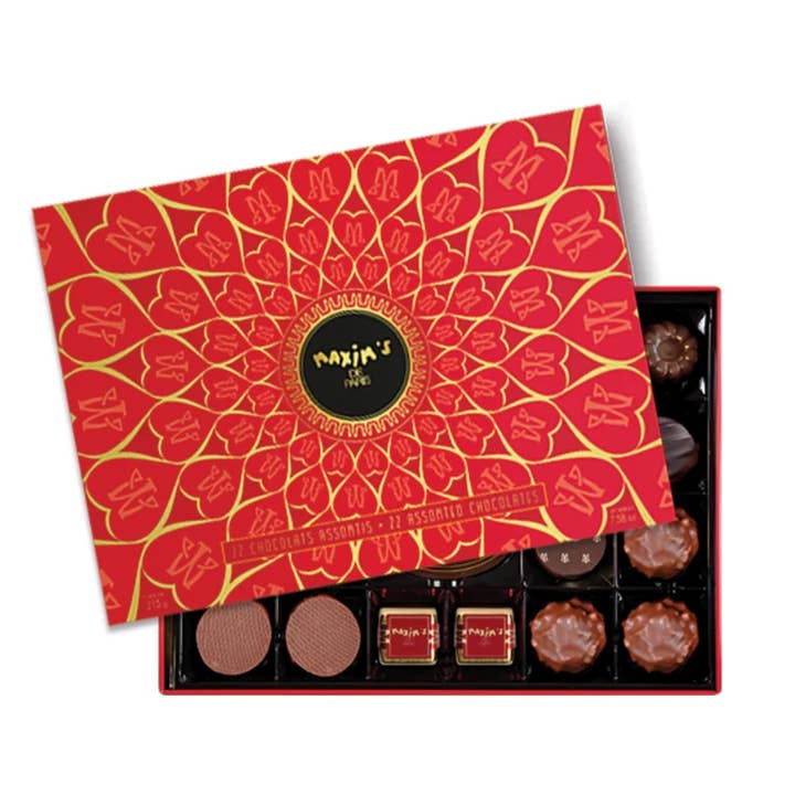 Maxim's De Paris -Assorted Chocolates Tin Valentine's Sleeve for wholesale by My French Recipe - French Gourmet