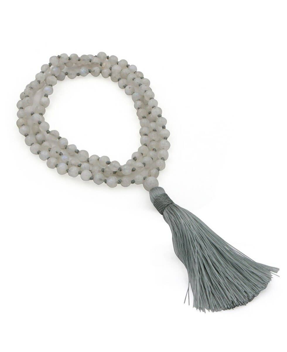 Culture Spot - Vente Collier de prière en perles - Mala de méditation en pierre de lune nouée, 108 perles de 6 mm1