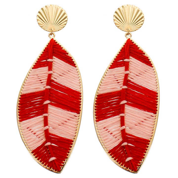Threaded Feather Earrings for wholesale by PANNEE