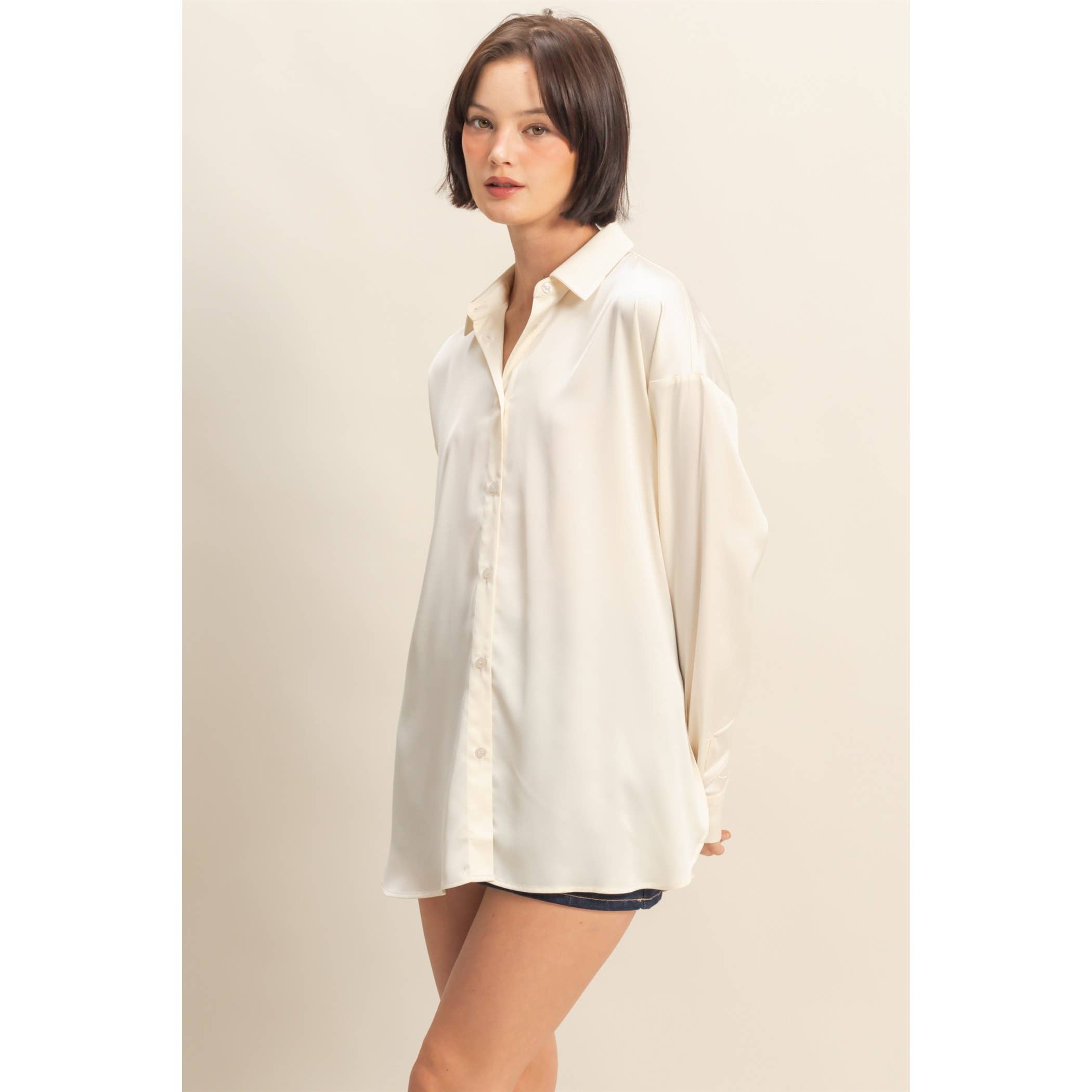 HYFVE - Venta al por mayor Blusa - Mujer - Camisa de satén de manga larga y corte holgado31