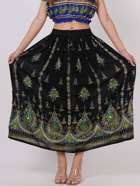 Gonna lunga casuale con ricamo floreale antico per donne all'ingrosso per la vendita all'ingrosso da parte di Wevez