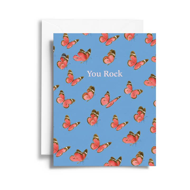Cartão "You Rock" | Design Moderno de Borboleta por atacado de Stacy Hsu Design & Illustration
