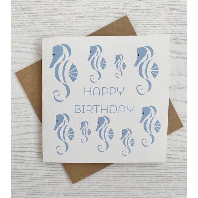 Happy Birthday Multi Seahorse Birthday Card for wholesale by Popsy & Plum