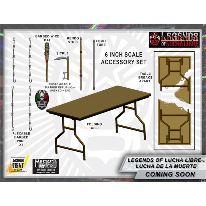 Boss Fight Studio Llc - Wholesale Toy Set - Kids - Legends of Lucha Libre - Premium Action Figure Accessory Set - Lucha De La Muerte