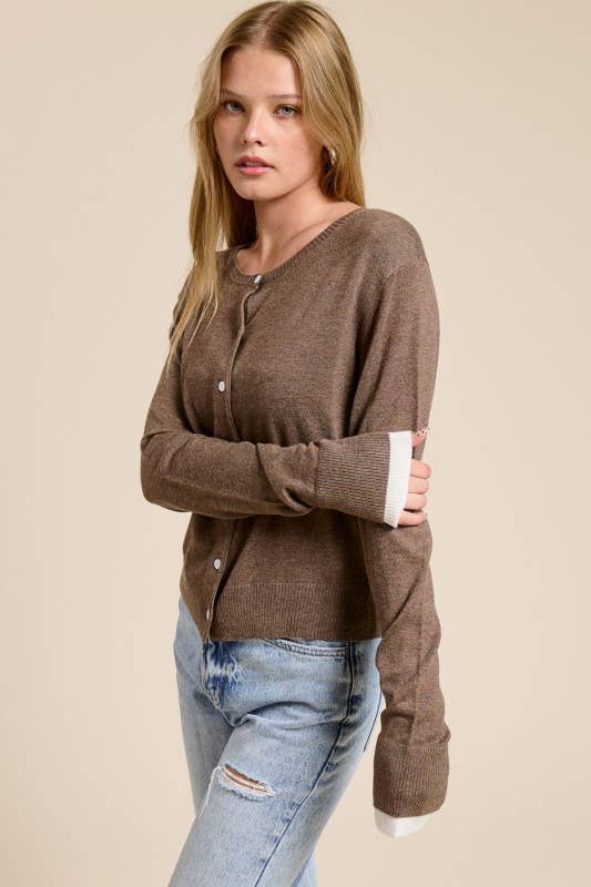 Charlotte Avery - Wholesale Cardigan - Dames - Cardigan met contrasterende manchetten van kasjmiermix2