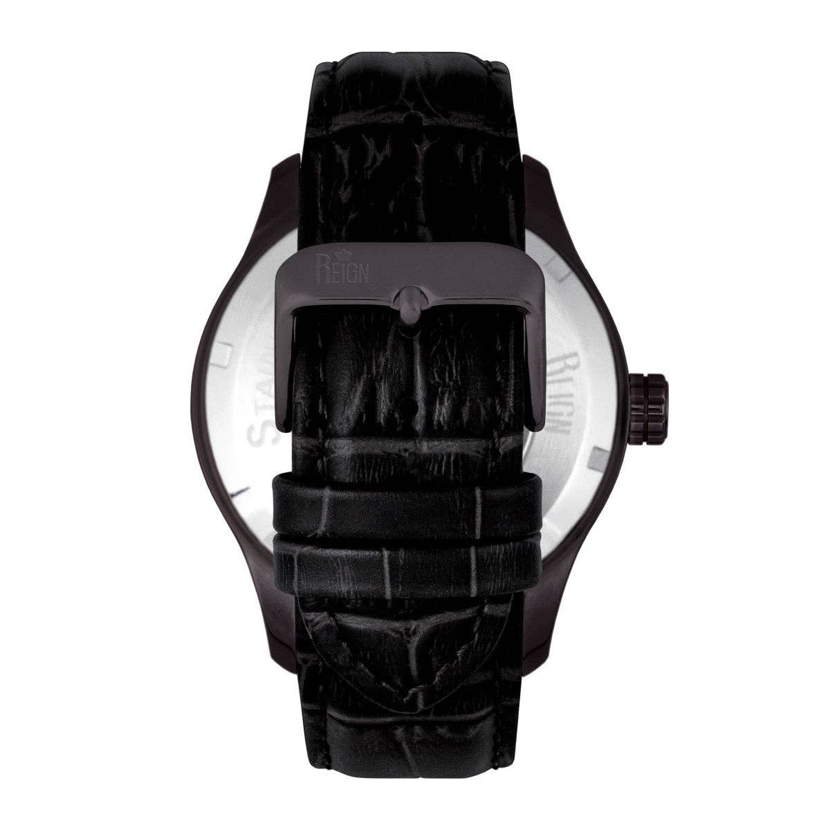 Reign - Wholesale Polshorloge - Heren - Reign Bhutan automatisch horloge met leren band en datumsubwijzer10