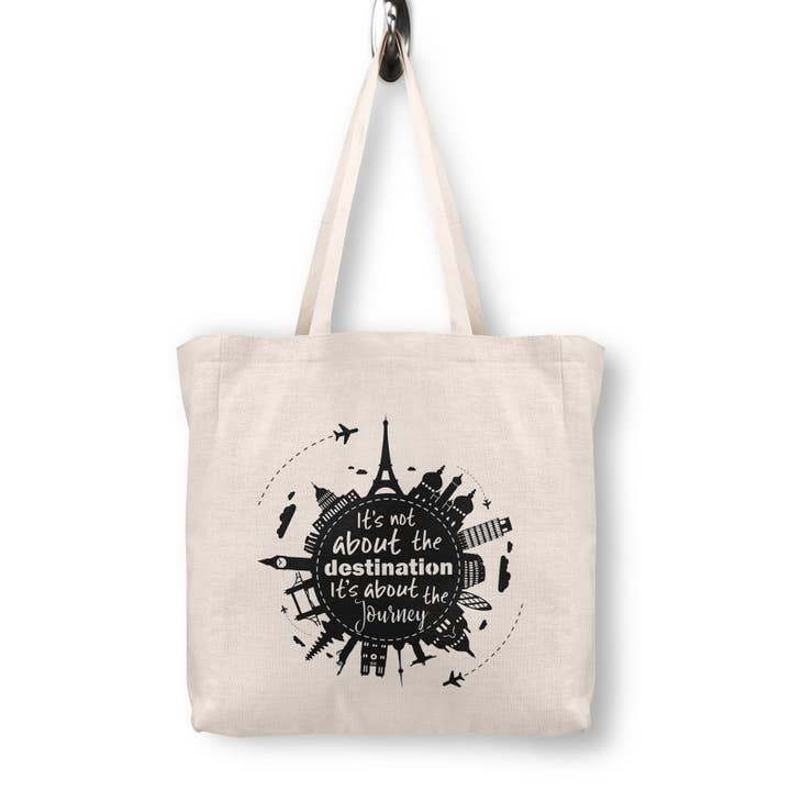 Travel Wanderlust Traveler Reusable Canvas Tote Bag for wholesale by Daisy Mae Designs