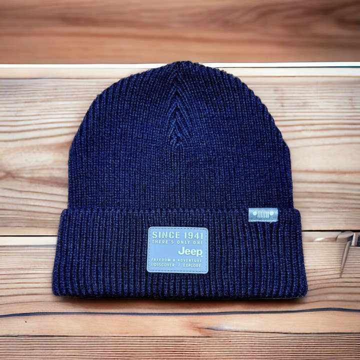 Detroit Shirt Co. - Wholesale Beanie - Unisex - Hat - Jeep Flip Knit Stencil - Navy