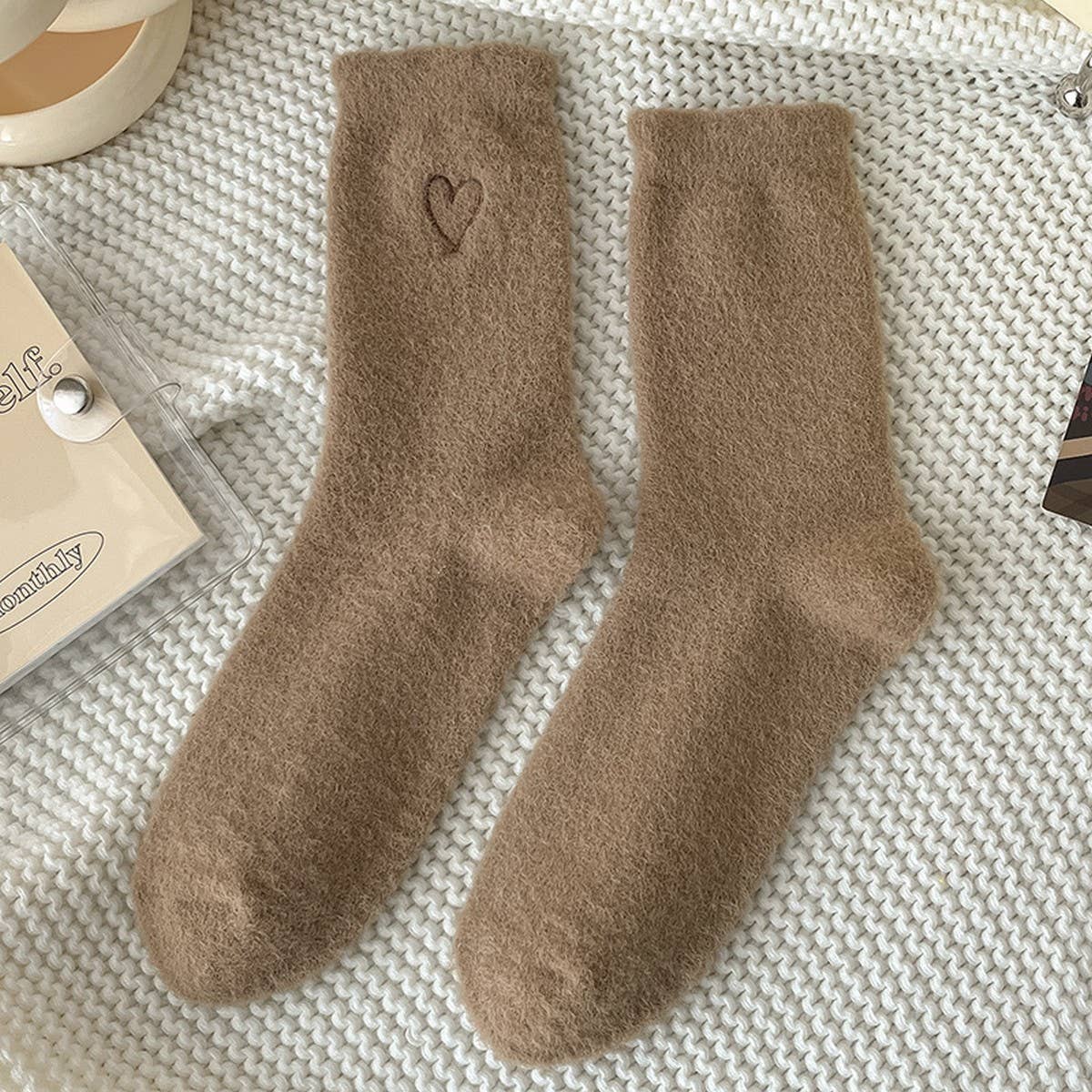 ACCITY - Wholesale Socks - Women's - Heart Plush Socks Women Winter Warm Cozy Home_CWMS028434