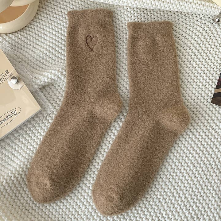 ACCITY - Wholesale Socks - Women's - Heart Plush Socks Women Winter Warm Cozy Home_CWMS028434