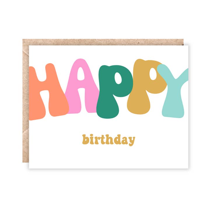 Jolly Rae - Wholesale Birthday Card - Big Bubble Letters Happy Birthday Card
