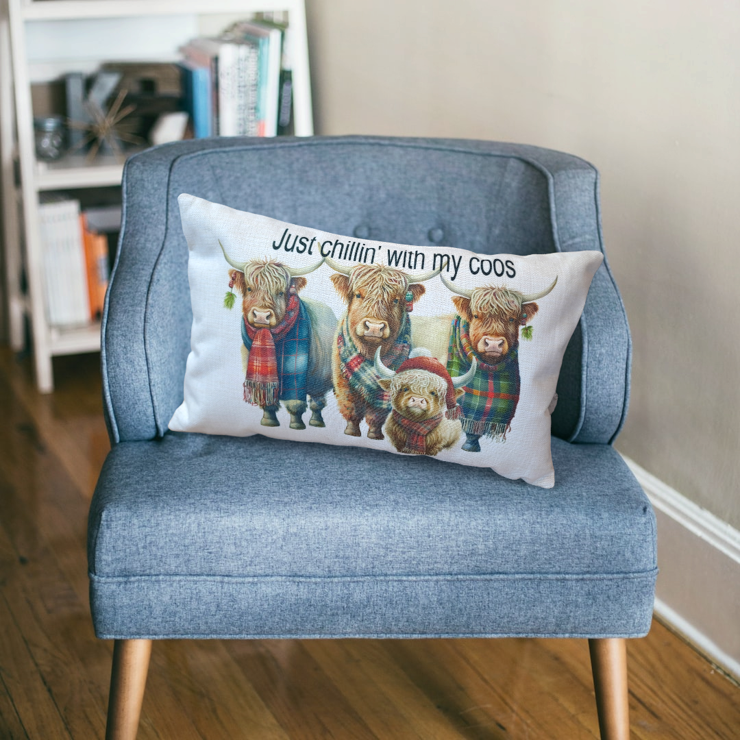 Gift and Stitch – wholesale Throw/decorative pillow – Rectangle or Square Printed Highland Cow Pillow with pad1