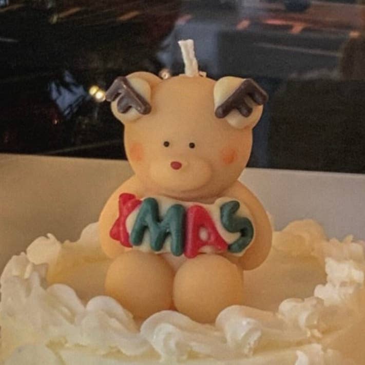 Velas Decorativas de Urso de Natal para Bolo | Vela Artesanal por atacado de Pretty Hands