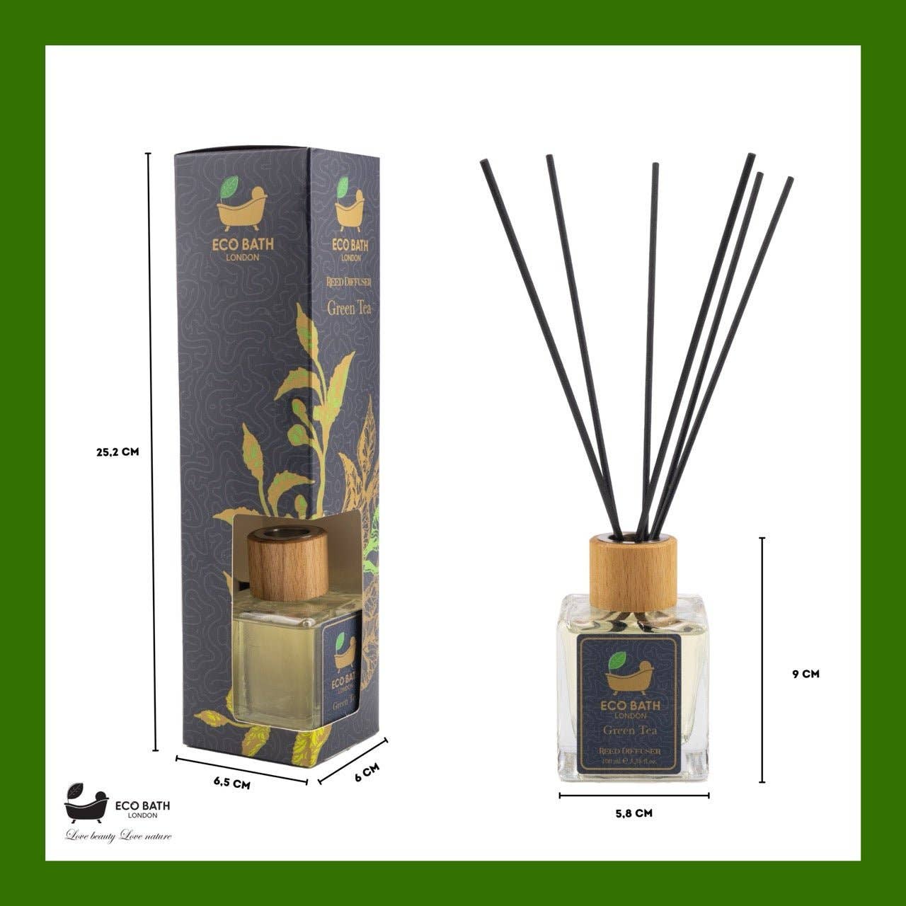 Eco Bath London - Wholesale Reed Diffuser - Eco Bath London Green Tea Reed Diffuser - Refreshing Room Fragrance with Notes of Bergamot and Green Tea, 100ml (3.38 Fl.Oz)5