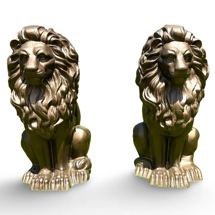 Set of Two Lion Guards 27" Tall Gate Keepers Statue Bronze  for wholesale by Sanyork Fair Trade