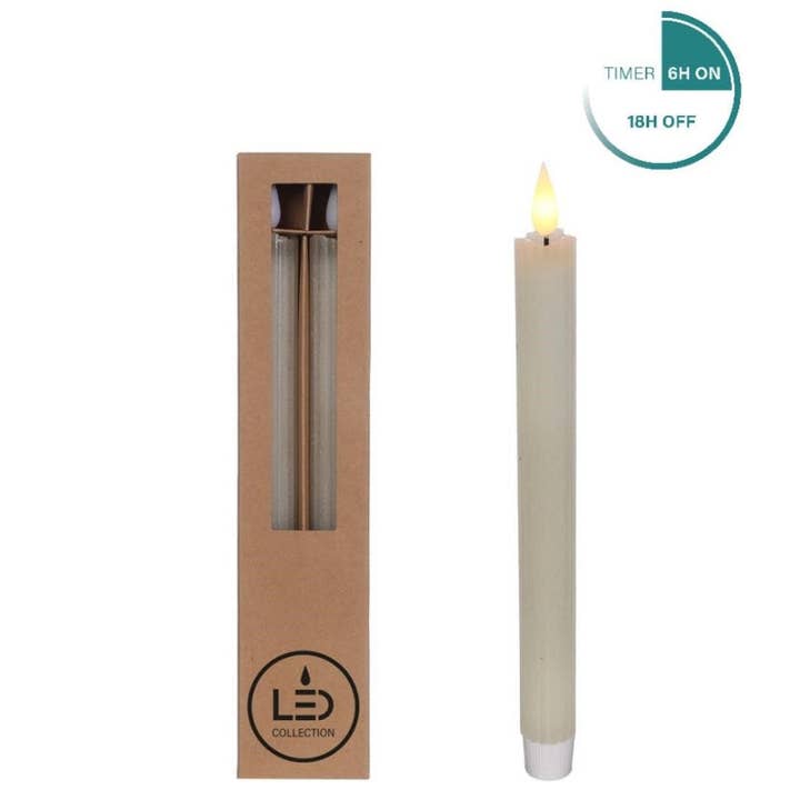 Wildflowers by Floriette – wholesale Flameless candle – LED Pencil candle set/2 Ø2.1 h. 25cm cream