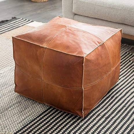 Marokkansk firkantet skammel i ægte læder for engroshandel hos ProHandmadeDesign