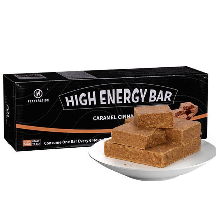 Peak4Ration High Energy Bar | Emergency Ration Biscuits - Caramel Cinnamon, 1.5kg(6x250g Packs) 6864kcal | Long Shelf-Life Compressed Biscuits Up to 6 Days Supply(4 Bars/Day) Compact Survival Food Bar MRE for wholesale by Gohike Outdoor Shop