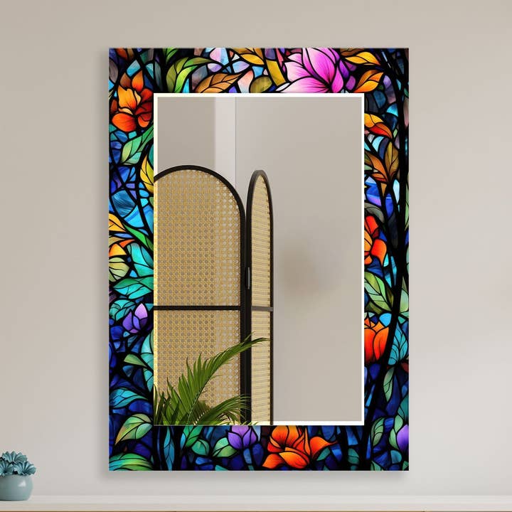 Stained Tempered Glass Wall Mirror for wholesale by MyPhotostation