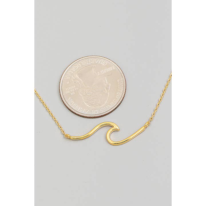 The Looks by Fame Accessories - Wholesale Pendant/Charm Necklace - Dainty Wave Pendant Necklace