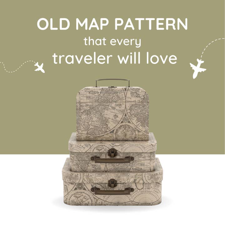 Soul & Lane - Wholesale Decorative Box - Set of 3 Cardboard Storage Suitcase Style Decorative Boxes2