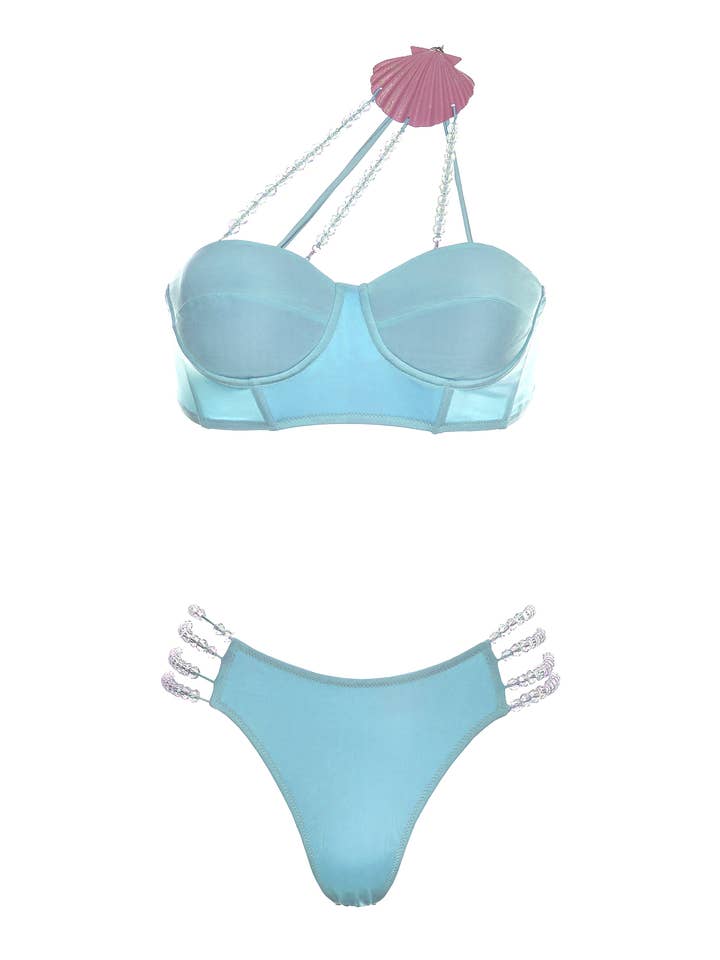BIKINI BLEU CLAIR AVEC COQUILLE pour la vente par The Gold Key