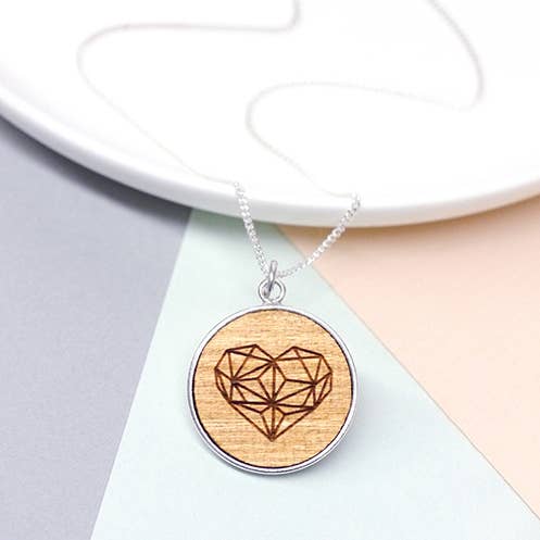 Geometriskt hjärta Sterling Silver Disc Halsband för wholesale av Joanna Emily