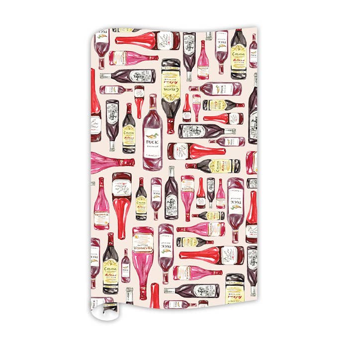 Handpainted Red Wine Bottles Wrapping Paper for wholesale by RosanneBeck Collections