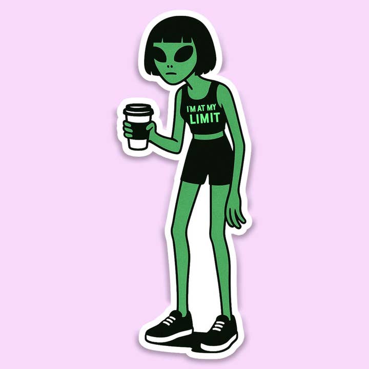At My Limit Sticker, Funny Sticker Decal, Alien Sticker for wholesale by Mugsby