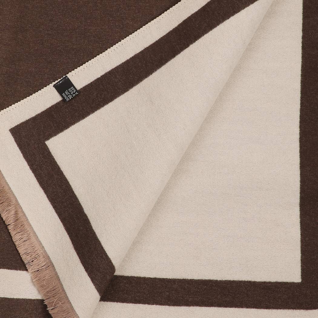 Fashion City - Wholesale Wrap - Women's - Reversible Oversized Border Cashmere Feel Shawl21