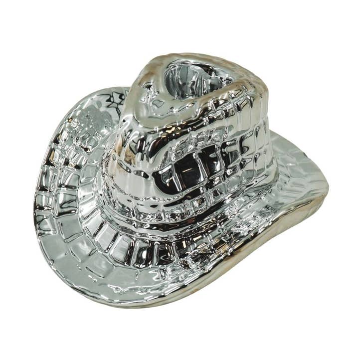 Candle Holder - Cowboy Hat - Ceramic- Silver -13,5x11x7 cm for wholesale by Housevitamin bv