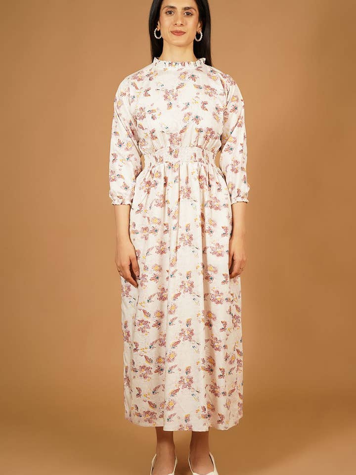 Premium Cotton White Maxi Dress for wholesale by INDOPHILIA