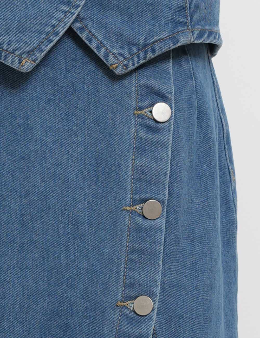 Sweetkama - Wholesale Top & Skirt Set - Women's - Ladies Denim Vest / Split Hem Skirt / Skirt Set 421913