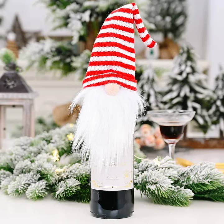 Sweet Cherry Sky – wholesale Wine cork holder – Gnome Knitted Hat Wine Cover Topper Gift Wine Holder