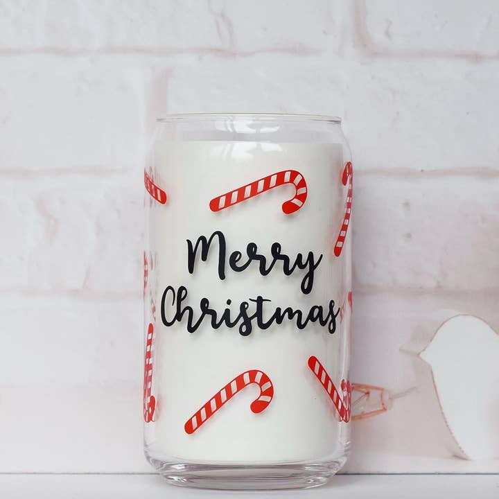Beer Can Glass | Iced Coffee Glass Candy cane Can Glass for wholesale by Dyno Kustom design