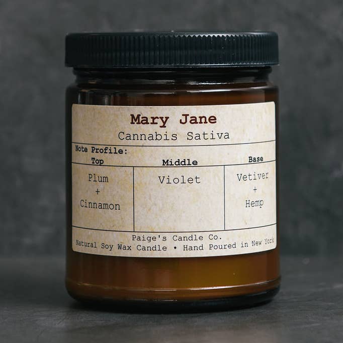 Mary Jane Taxonomy Candle for wholesale by Paige's Candle Co.