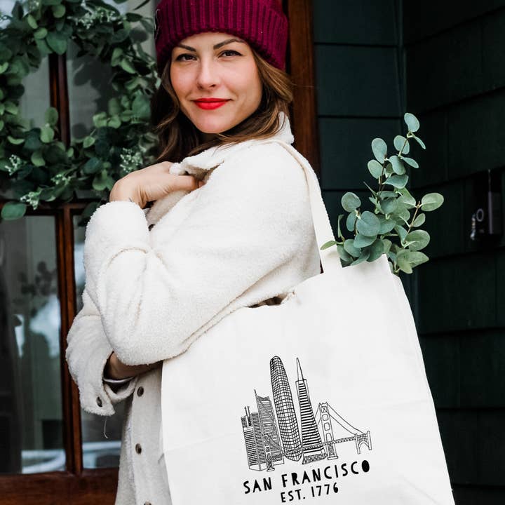 Moonlight Makers - Wholesale Tote Bag - Unisex - San Francisco, CA Skyline - Canvas Tote Bags - Cali1