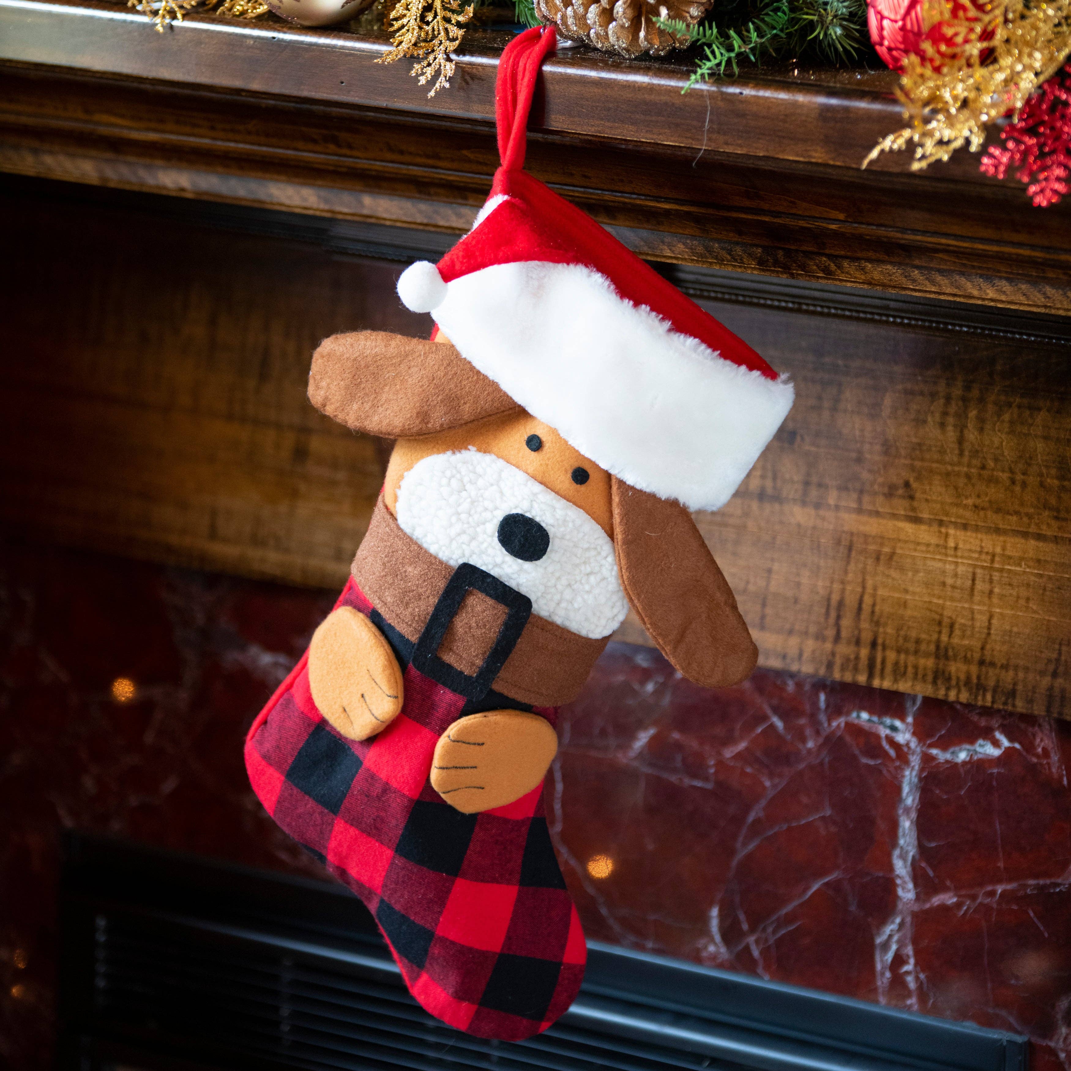 Gigi Seasons - Wholesale Holiday Stocking - Floppy Eared Dog Christmas Stocking1