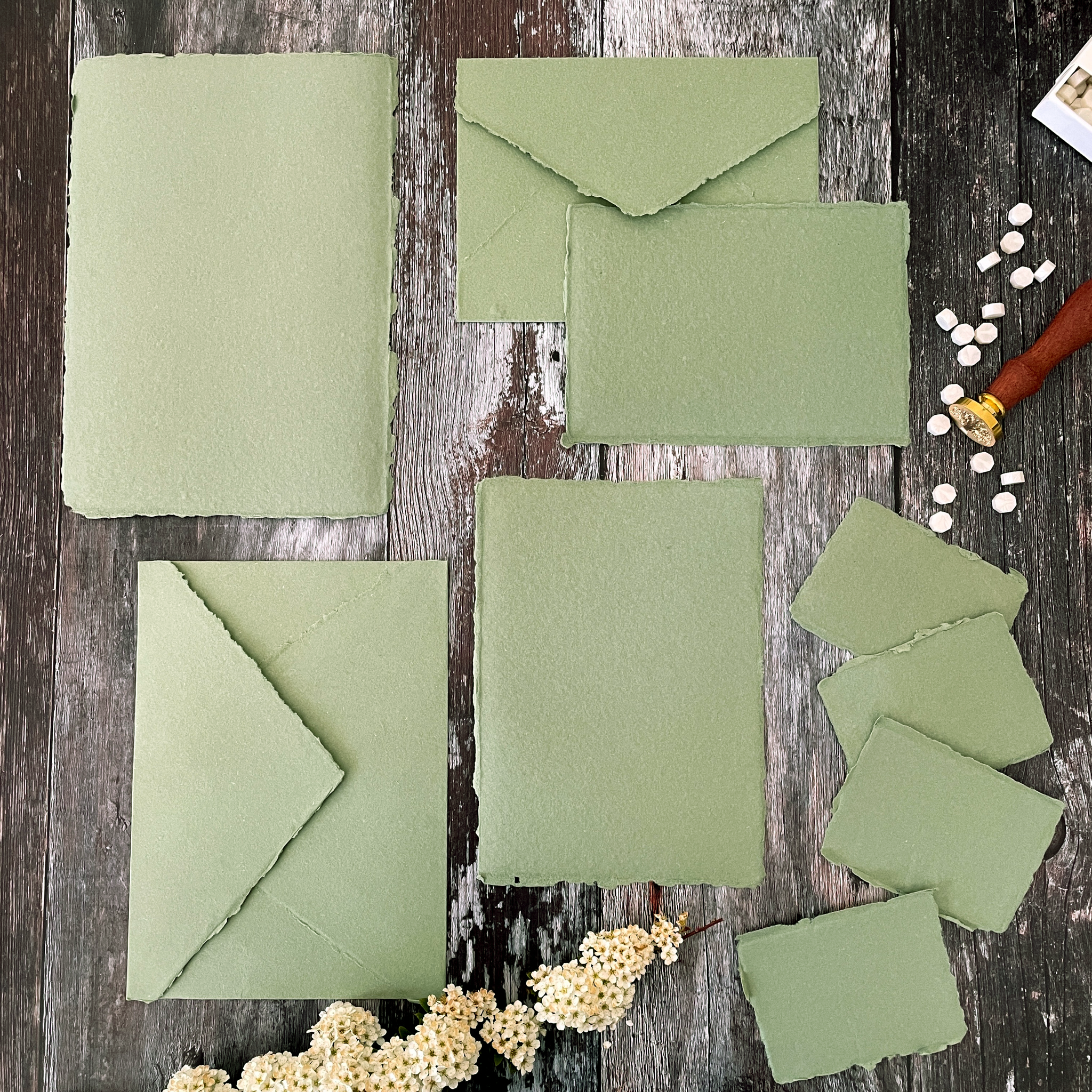 The Natural Paper Company – wholesale Envelopes – Sage Green Handmade Paper Envelope | Recycled Cotton Rag2