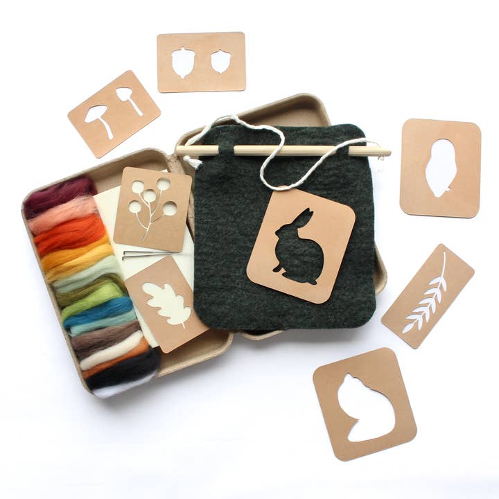 Sheep Creek Studio - Wholesale DIY Craft Kit - 8"x8" Woodland Banner Felting KitÂ