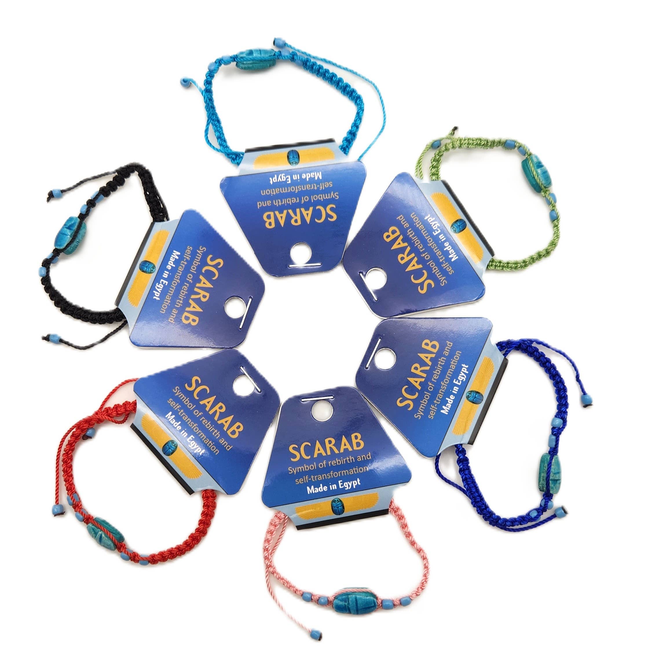 Discoveries, Inc. - Wholesale Beaded Bracelet - Assorted Colorful Macramé Scarab Bracelets - Made in Egypt2