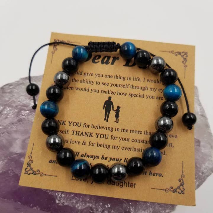 Dear Dad Stone Bead vævet armbånd for engroshandel hos magnolia jewelry